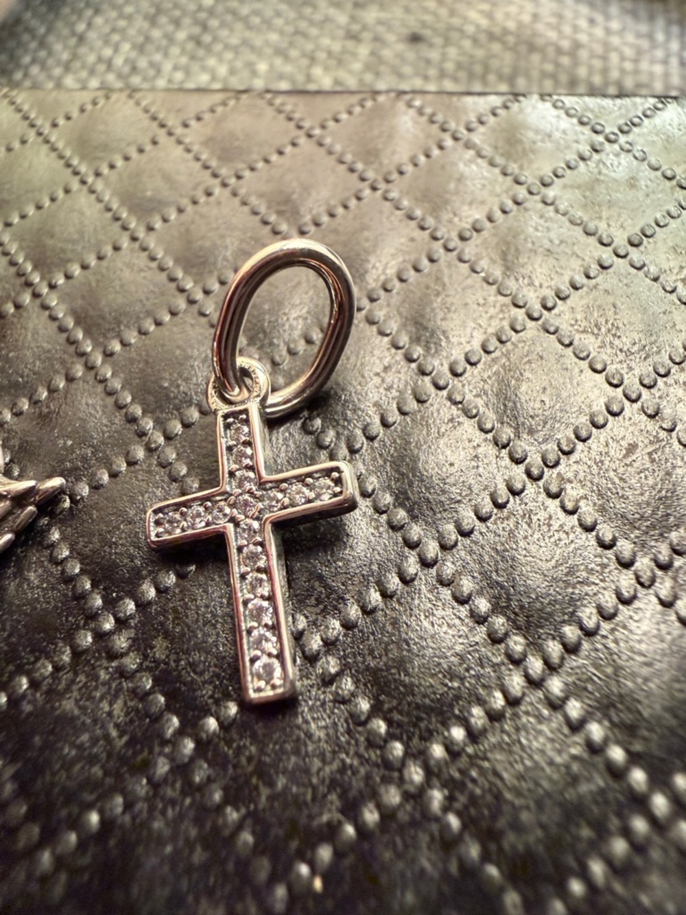 Pandora Silver Cross and Black Stone Pendant Set for Me Bracelet - Picture 4 of 5